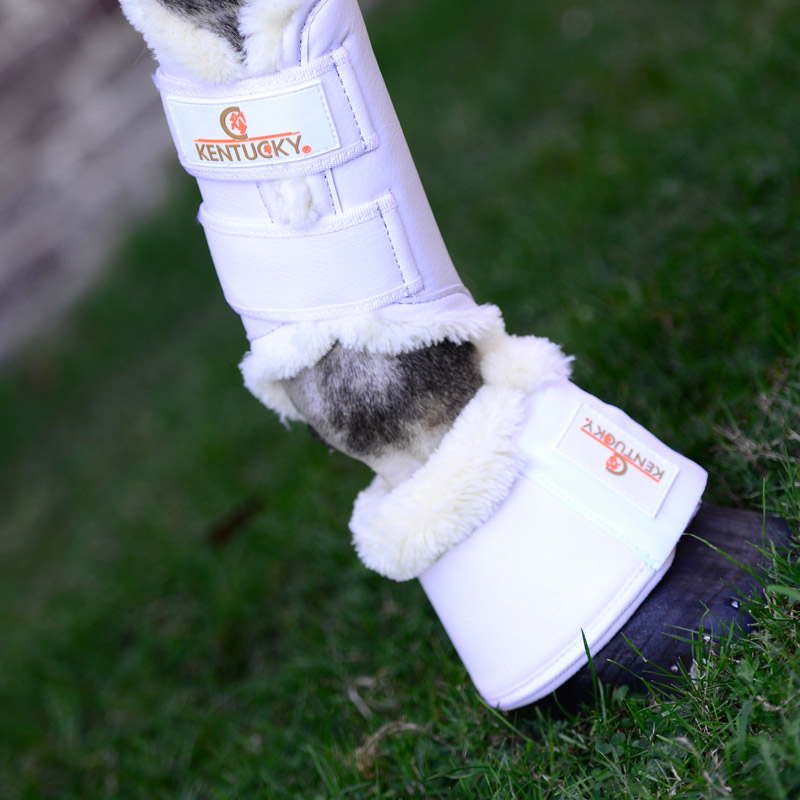 Kentucky Sheepskin Leather Over Reach Boots White 1 Kentucky Sheepskin Over Reach Boot White
