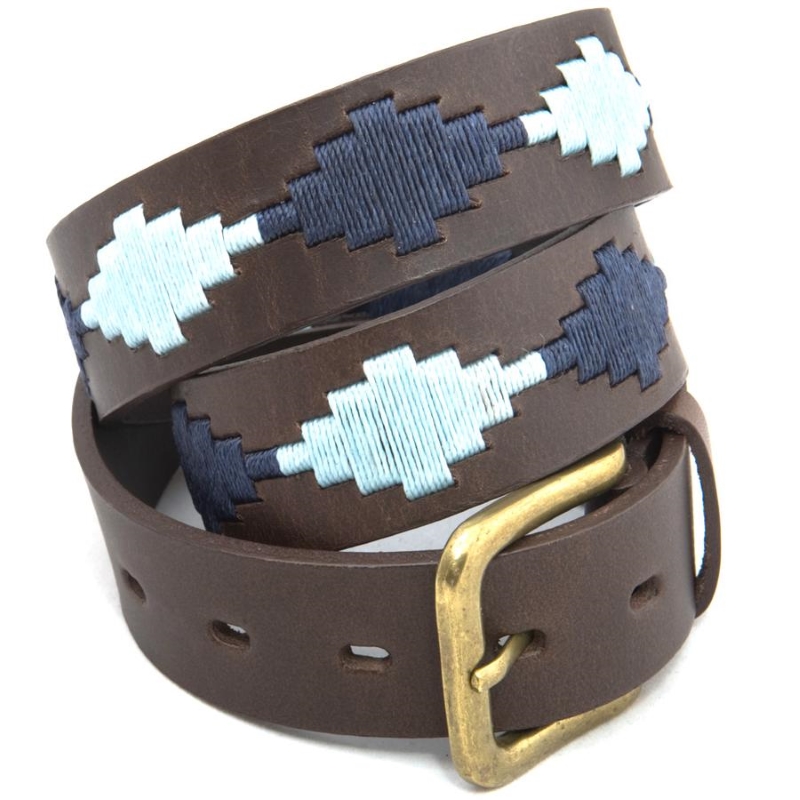 Pampa Leather Polo Belts - Pampa Cross Navy/Pale Blue 1 Pampa Cross Navy/Pale Blue