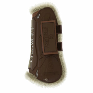 Kentucky Horsewear Vegan Sheepskin Velcro Tendon Boots Brown 2