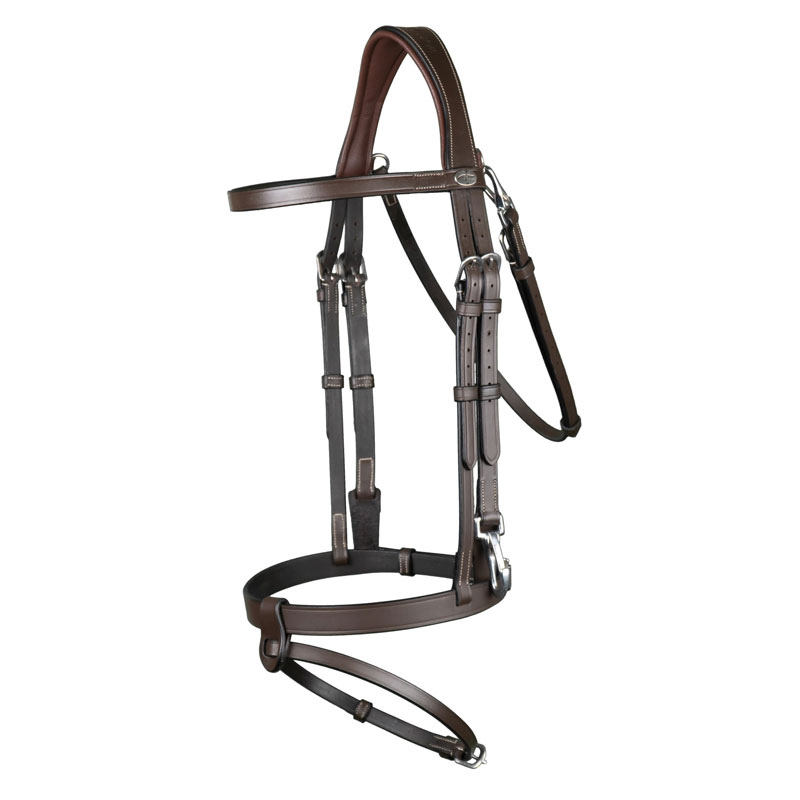 Dy’on Working Collection Flat Leather Bridle with Clips 2 Flat-Leather-Bridle-With-Snap-Hooks-Brown