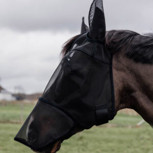 Kentucky Horsewear Fly Mask Classic With Ears and Nose Black Side View