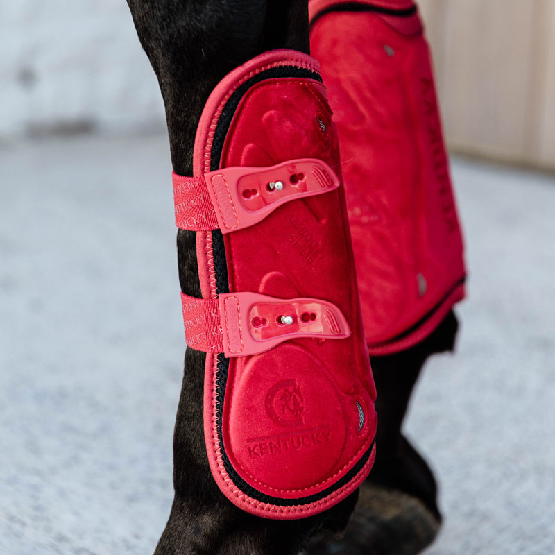 Kentucky Horsewear Tendon Boots Bamboo Elastic Velvet 3 Tendon Boots Bamboo Elastic Velvet Red 1