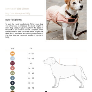 Waterproof Dog Coat 160g Size Chart