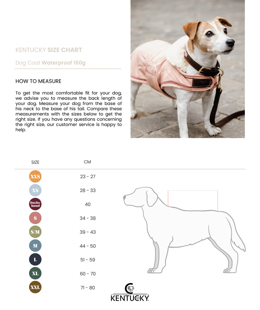 Kentucky Dogwear Waterproof Dog Coat 160g 8 Waterproof Dog Coat 160g Size Chart