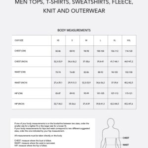 Kingsland Size Guide Men Tops T-shirts Sweatshirts Fleece Knit and Outerwear