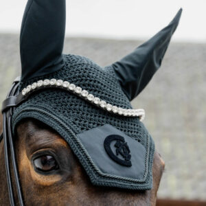 Kentucky Horsewear Fly Veil Wellington 3D Logo Pine Green Close Up