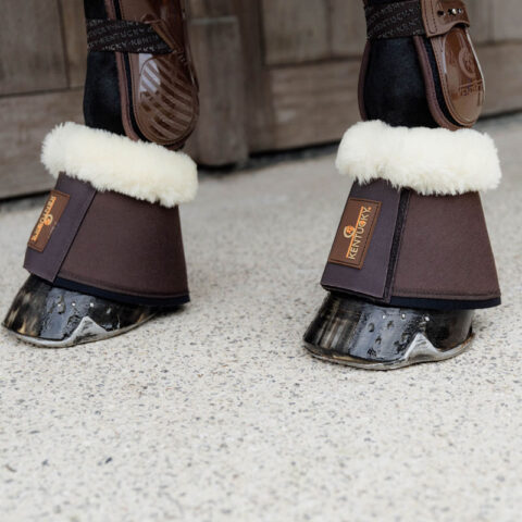 Kentucky Horsewear Sheepskin Over Reach Boots Solimbra Brown