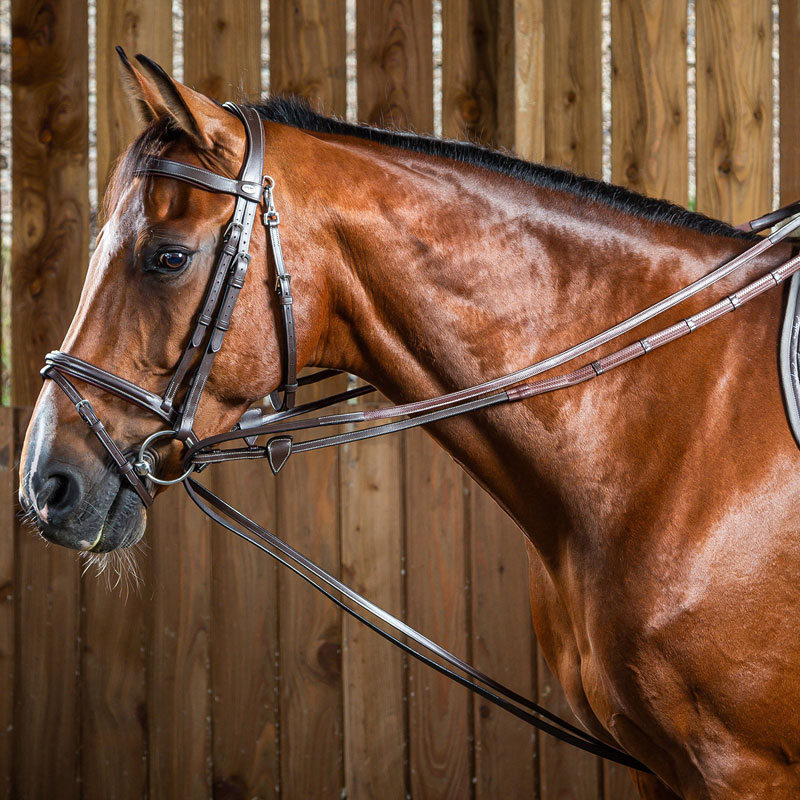 Working Hunter Draw Reins 1/2 Rubber 1 Working Hunter Draw Reins Half Rubber Brown